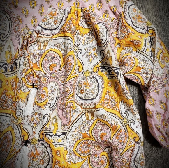 RACHEL ZOE | FLORAL TASSEL TIE NECK BLOUSE | SMALL - Picture 3 of 8